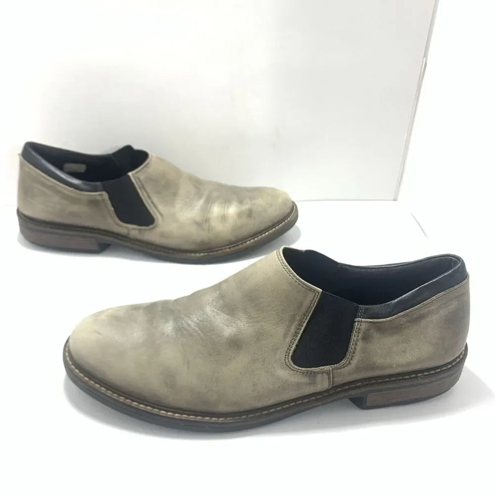 Naot Men’s Director Slip On Leather Gray Black Shoes Size 12-12.5 US
